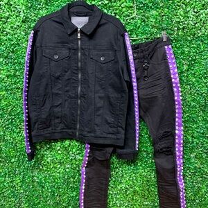 WOOLF DENIM SET  ⚫️🟣👖💎 (DENIM JACKET size: M) (DENIM JEAN size: 32 x 32)